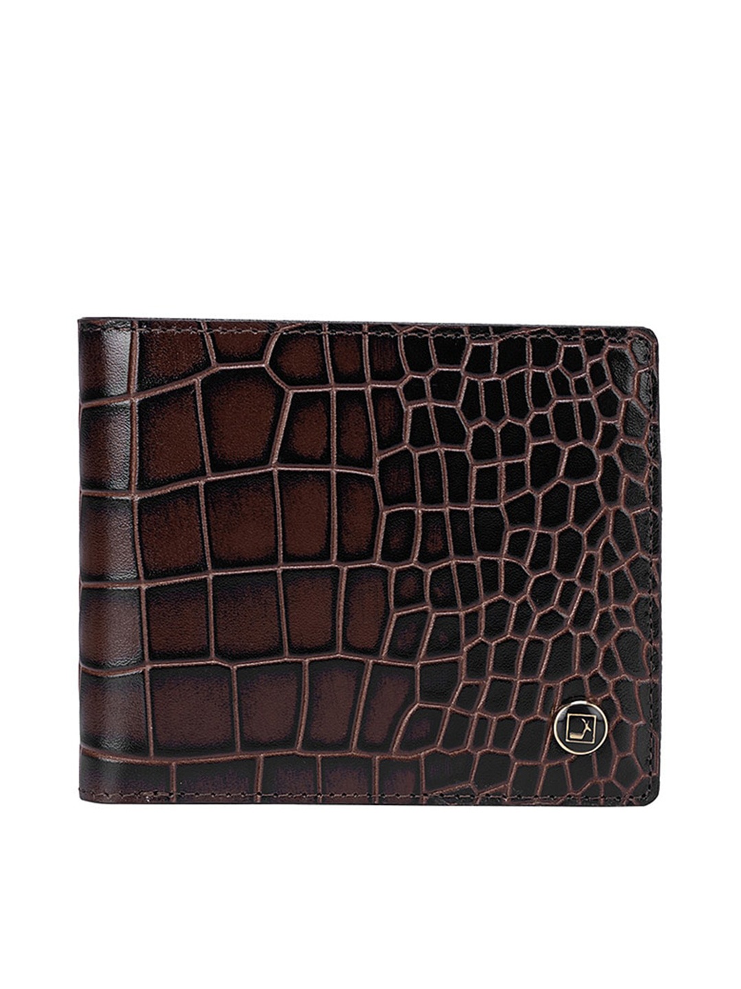 

Da Milano Men Brown Textured Leather Two Fold Wallet