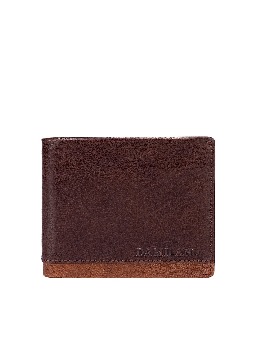 

Da Milano Men Brown Textured Leather Two Fold Wallet