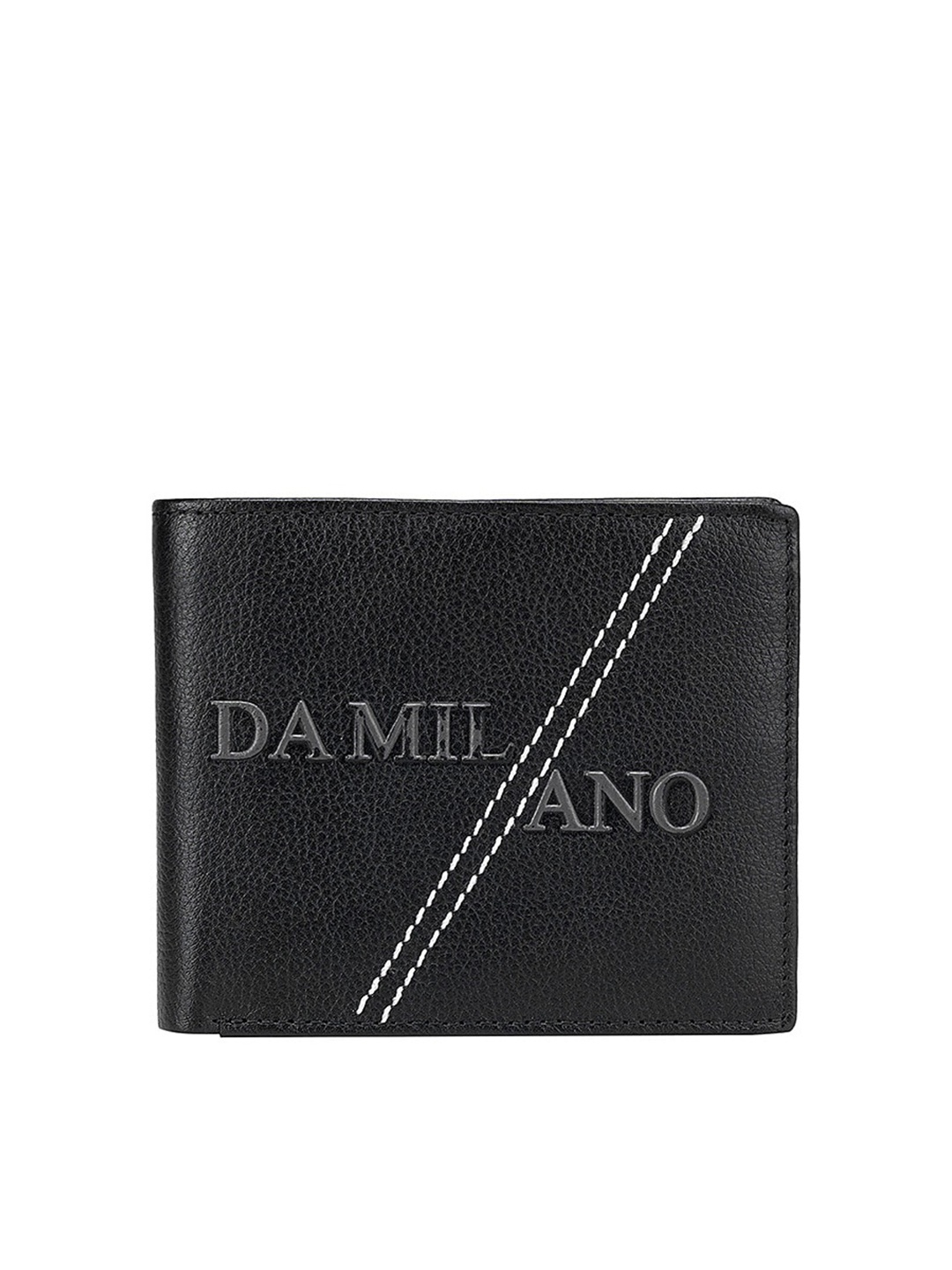 

Da Milano Men Black Textured Leather Two Fold Wallet