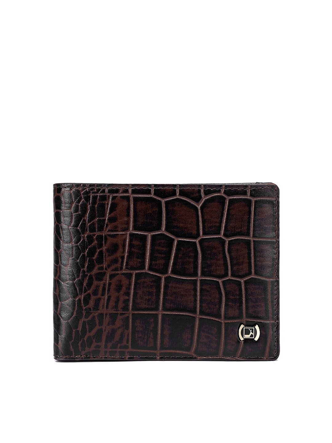 

Da Milano Men Brown Textured Leather Two Fold Wallet