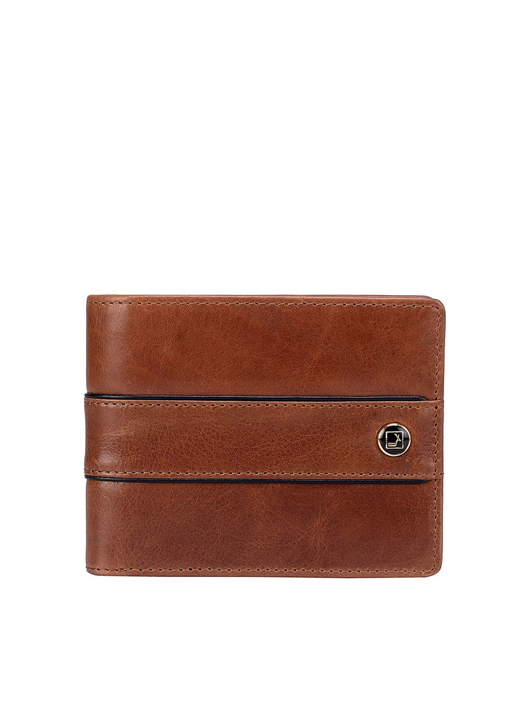 

Da Milano Men Brown & Black Textured Leather Two Fold Wallet