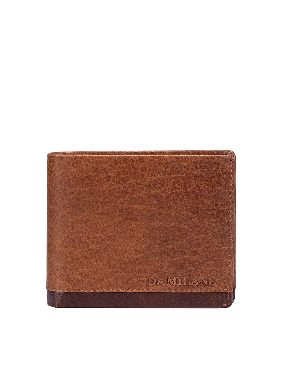 

Da Milano Men Brown Textured Leather Two Fold Wallet