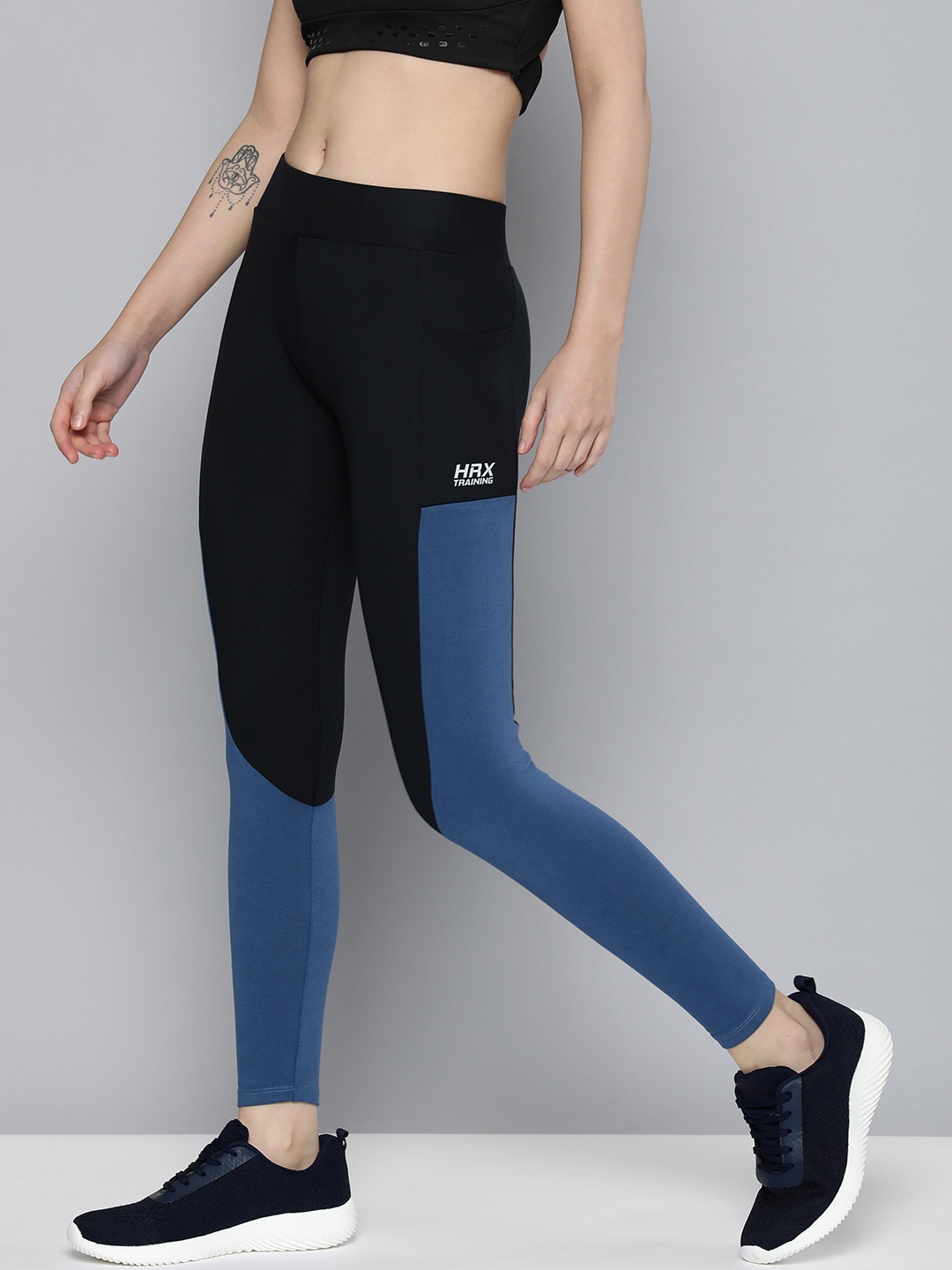 

HRX by Hrithik Roshan Women Colourblocked Rapid-Dry Training Tights, Black