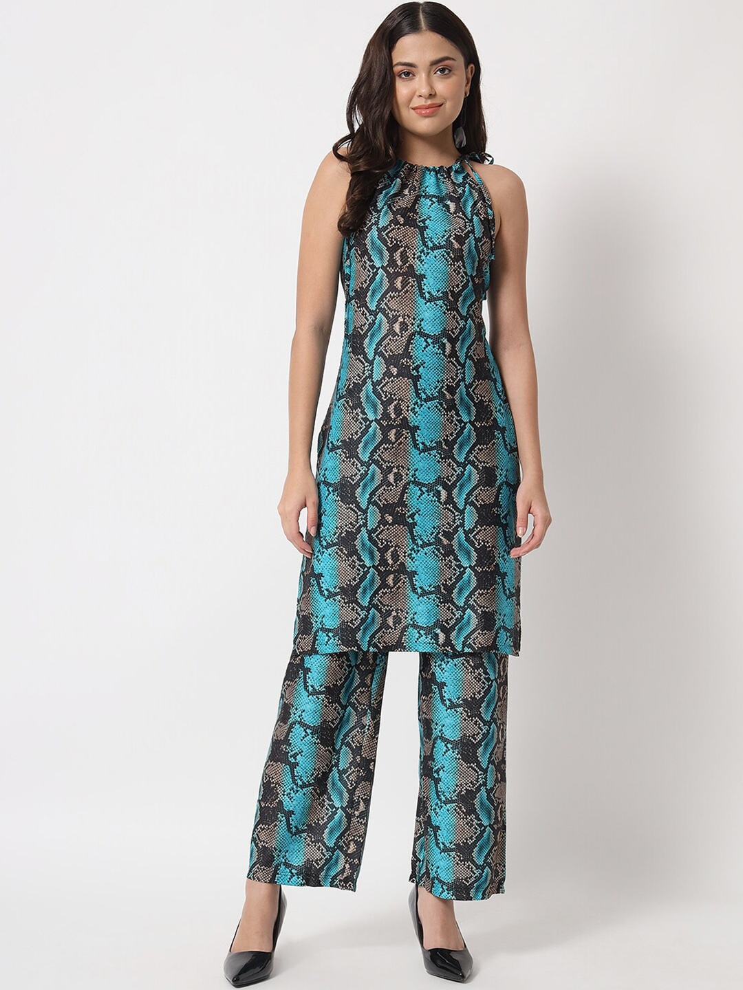 

Orchid Blues Women Blue & Black Printed Tunic with Trousers