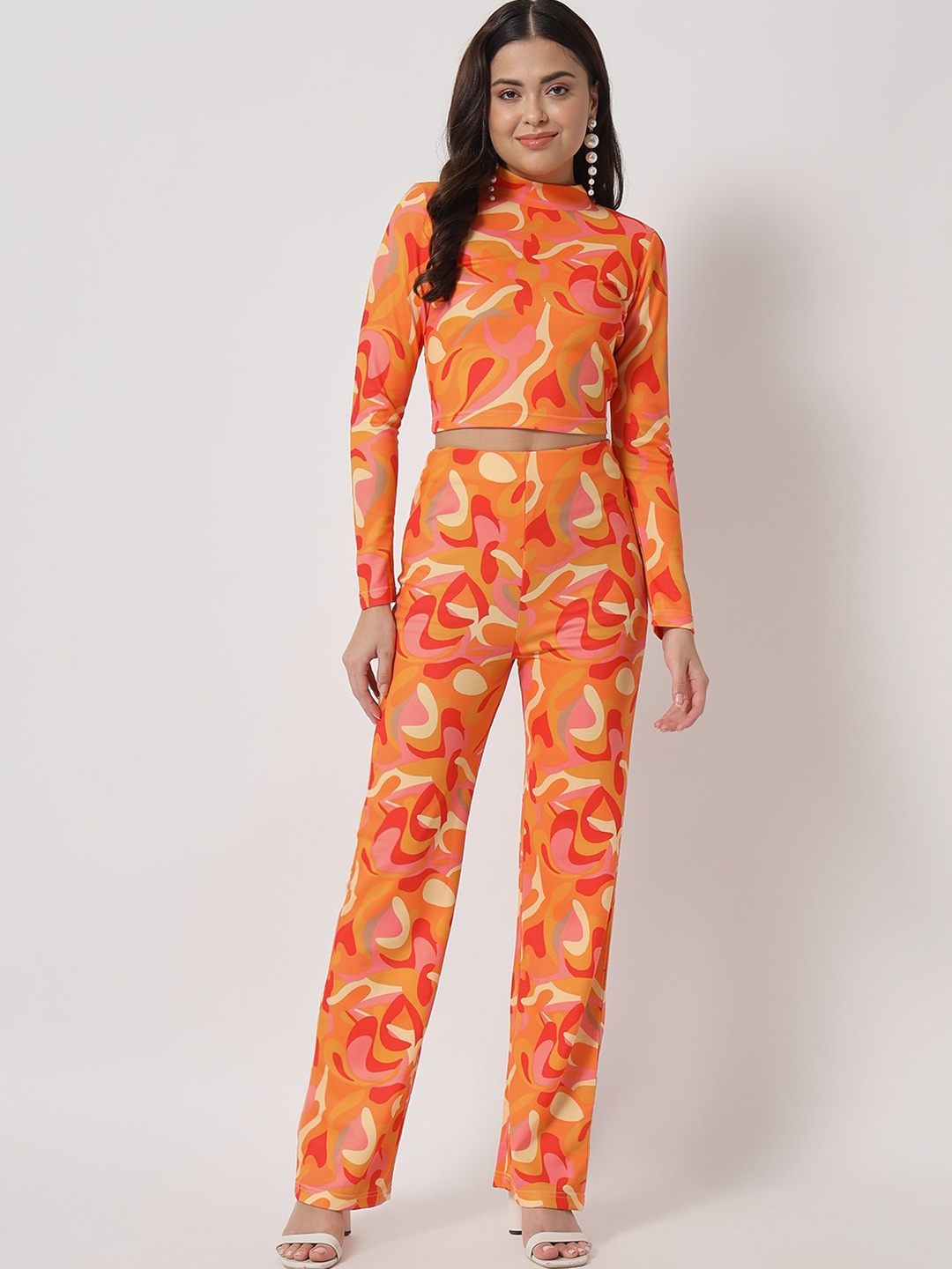 

Orchid Blues Women Orange Printed Top with Trouser