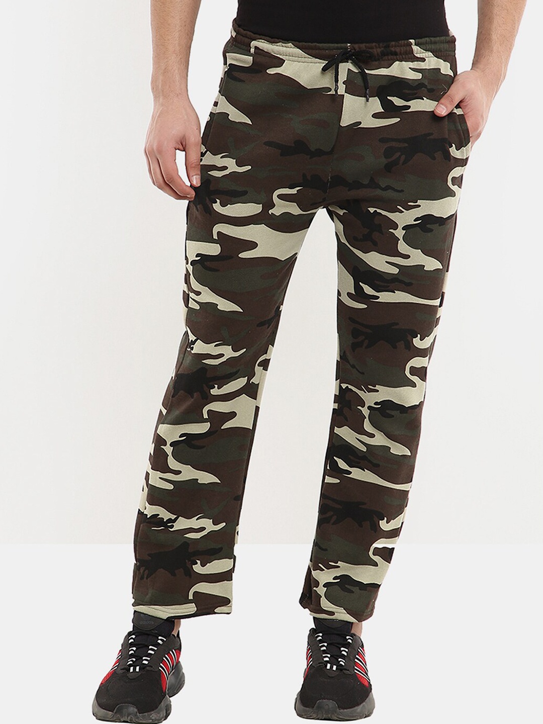 

V-Mart Men Olive & Brown Camouflage Printed Cotton Track Pant