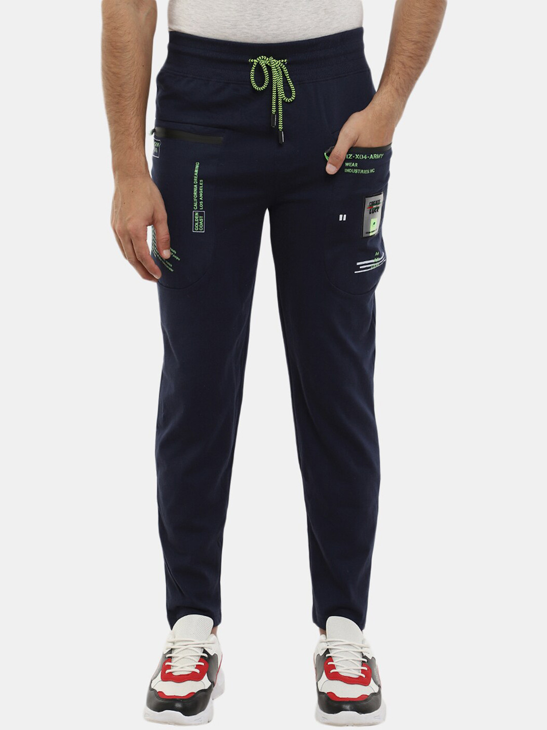 

V-Mart Men Navy Blue Typography Printed Track Pant