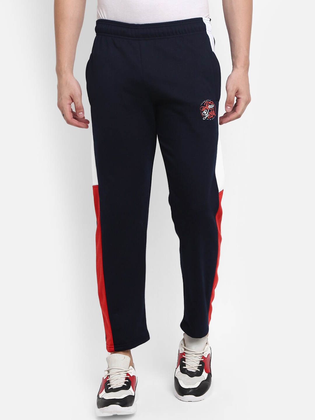 

V-Mart Men Blue & Red Colorblocked Cotton Track Pant
