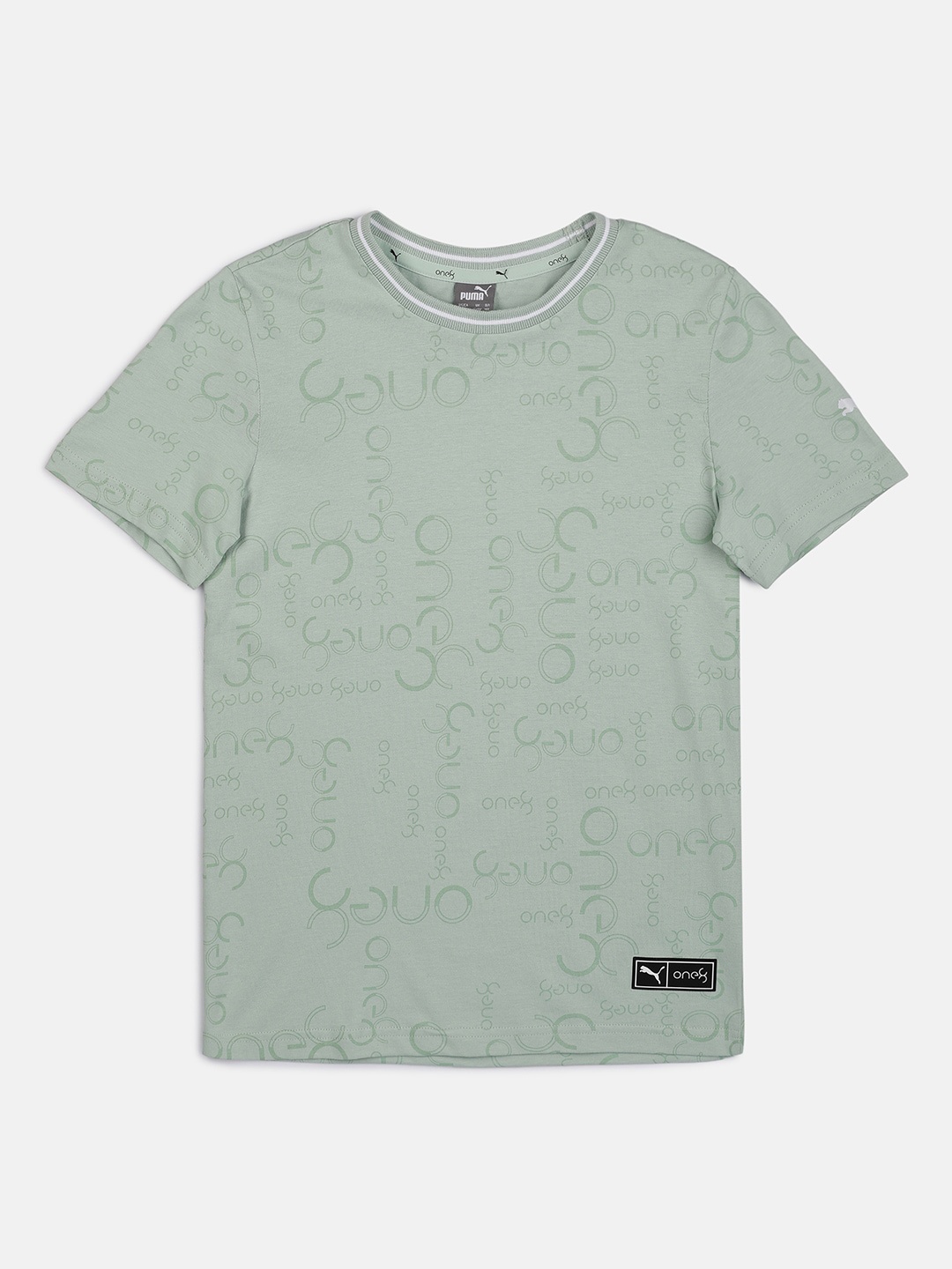 one8 x PUMA Boys Sea Green Typography Printed T-shirt