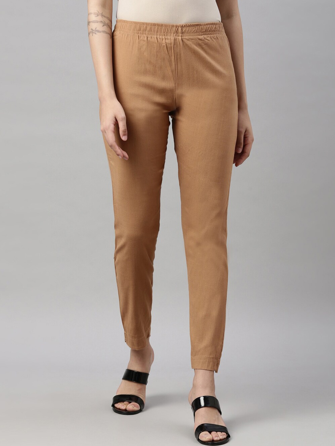 

GOLDSTROMS Women Khaki Cotton Trousers