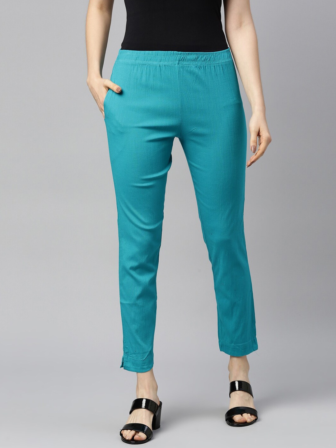 

GOLDSTROMS Women Cotton Trousers, Sea green