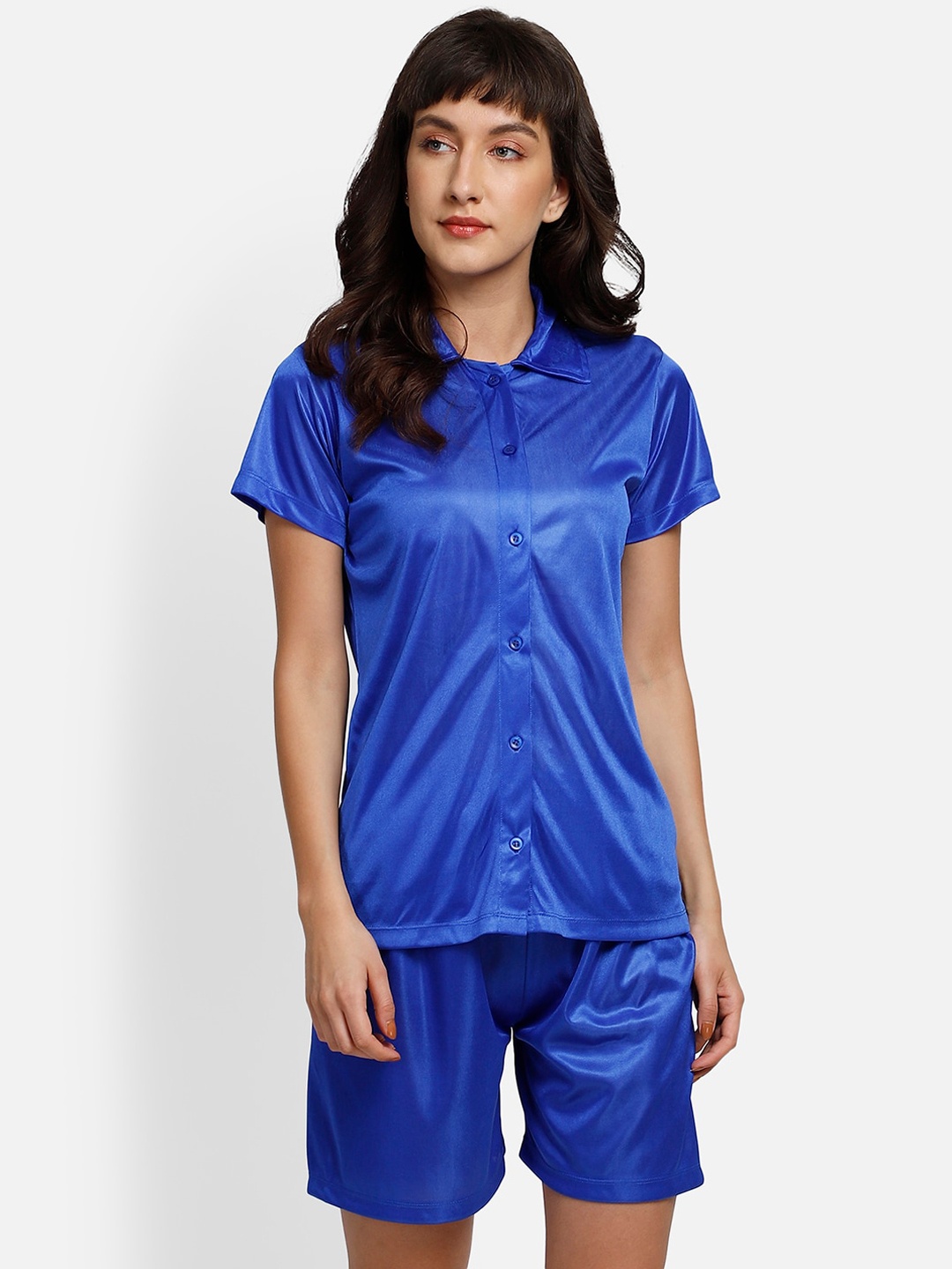 

YOU FOREVER Women Blue Satin Night suit