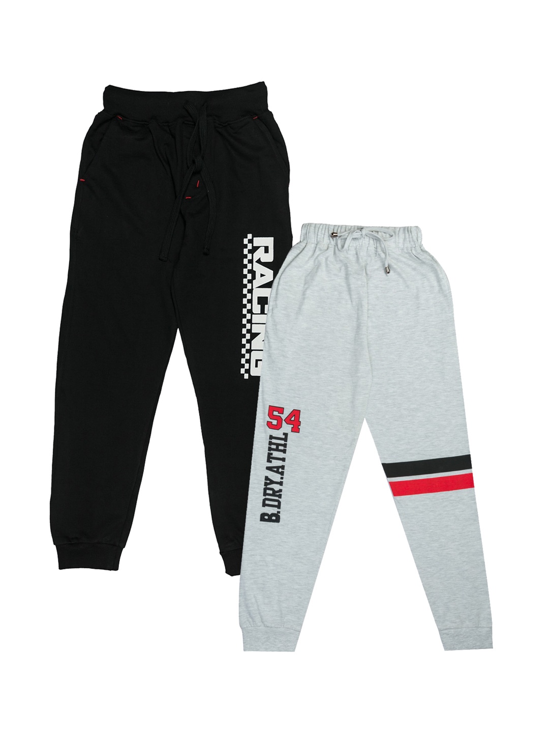

Todd N Teen Boys Black & Grey Pack Of 2 Typography Printed Cotton Joggers