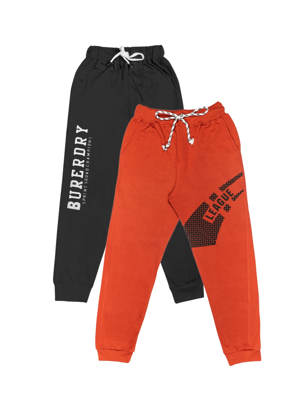 

Todd N Teen Boys Pack Of 2 Red & Black Typography Printed Pure Cotton Joggers