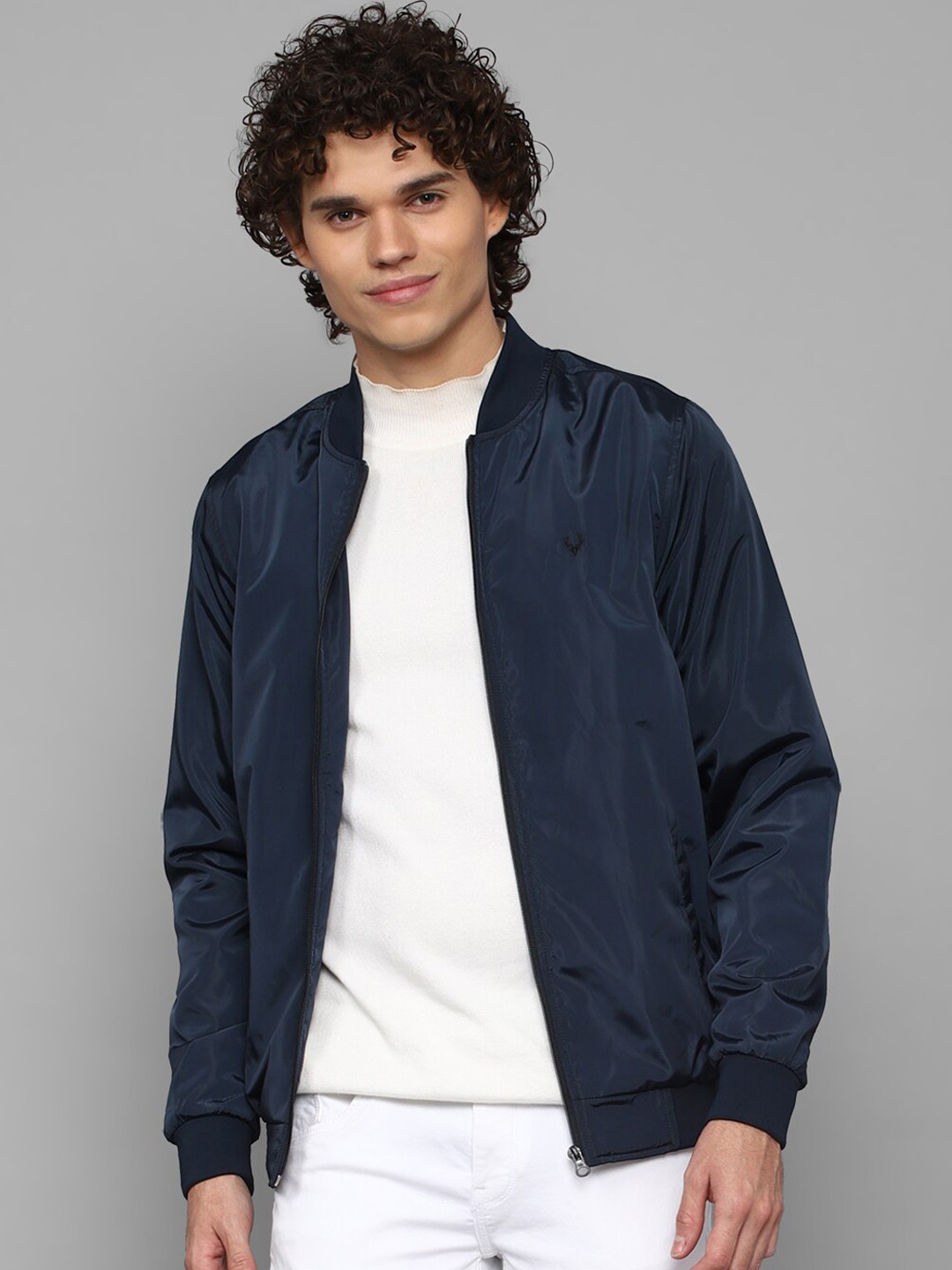 

Allen Solly Men Navy Blue Bomber Jacket