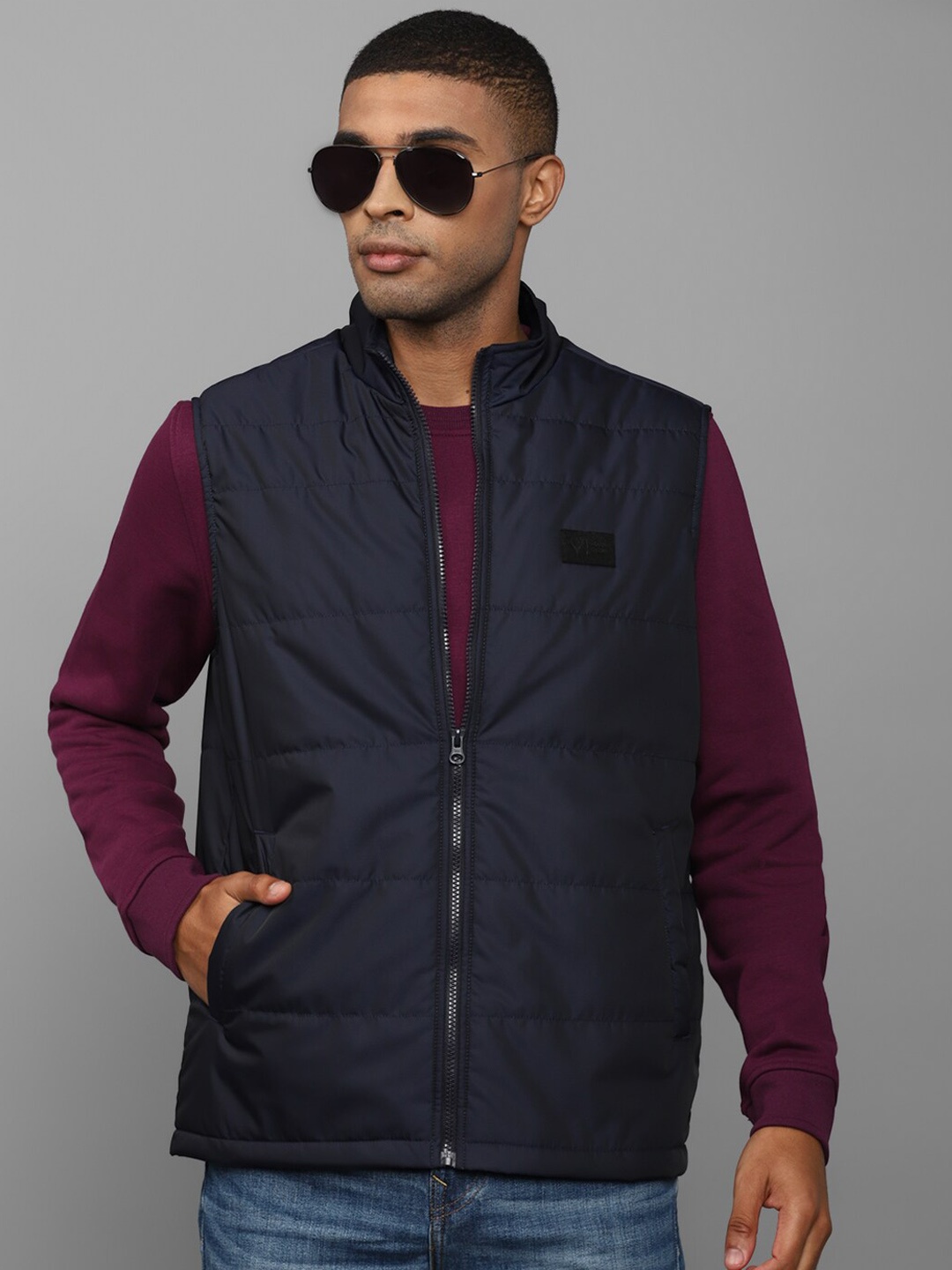 

Allen Solly Men Navy Blue Sleeveless Padded Jacket