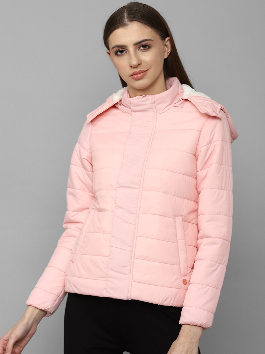 

Allen Solly Woman Women Peach-Coloured Cotton Solid Padded Jacket
