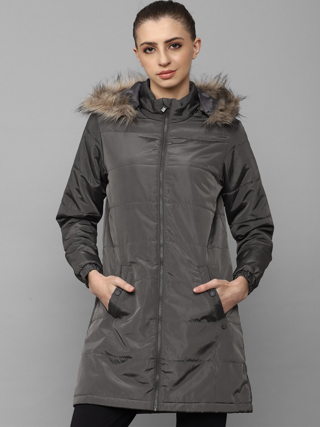 

Allen Solly Woman Women Grey Cotton Longline Parka Jacket
