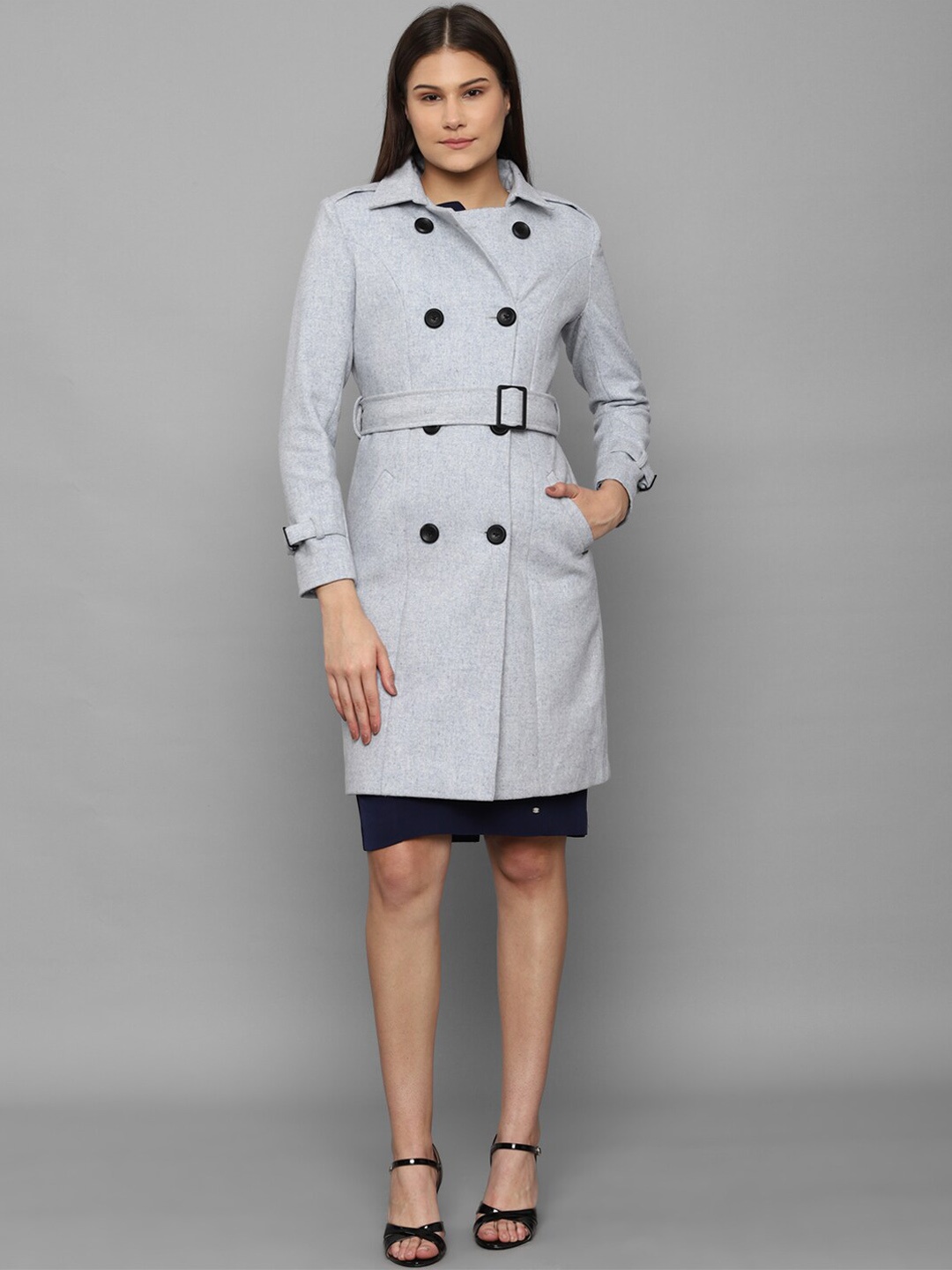 

Allen Solly Woman Women Grey Cotton Longline Tailored Jacket