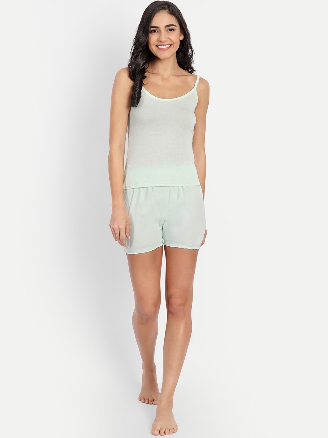 

BLAZON Women Pure Cotton Sleeveless Night suit, Sea green