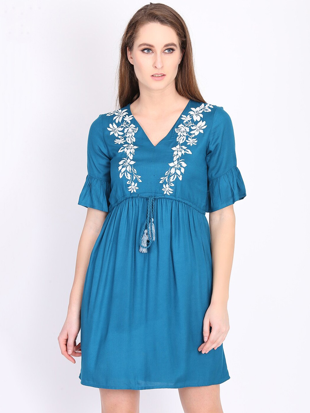 

DODO & MOA A-Line Short Sleeves Dress, Teal