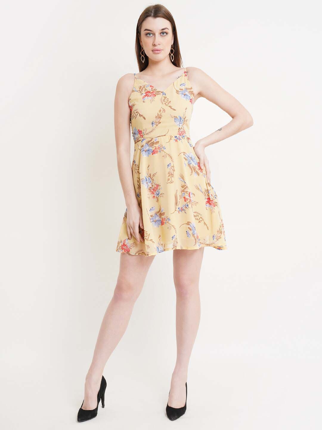 

DODO & MOA Yellow & Red Floral Sheath Dress