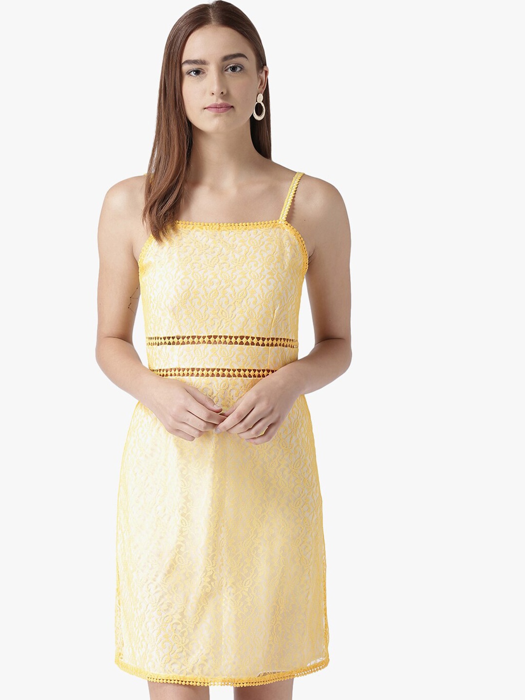 

DODO & MOA Self Design Sheath Dress, Yellow