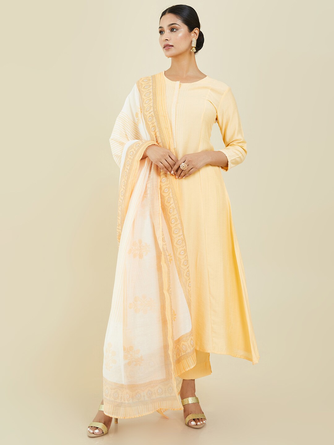 

Soch Women Yellow Kurta with Trousers & With Dupatta