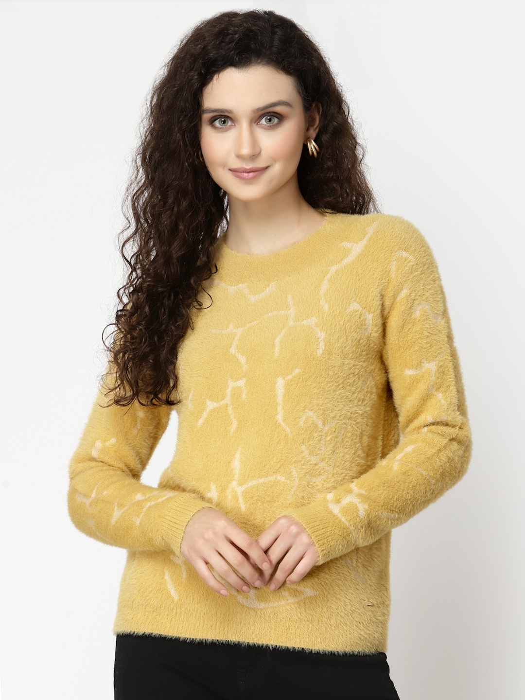

Juelle Women Yellow & White Printed Pullover