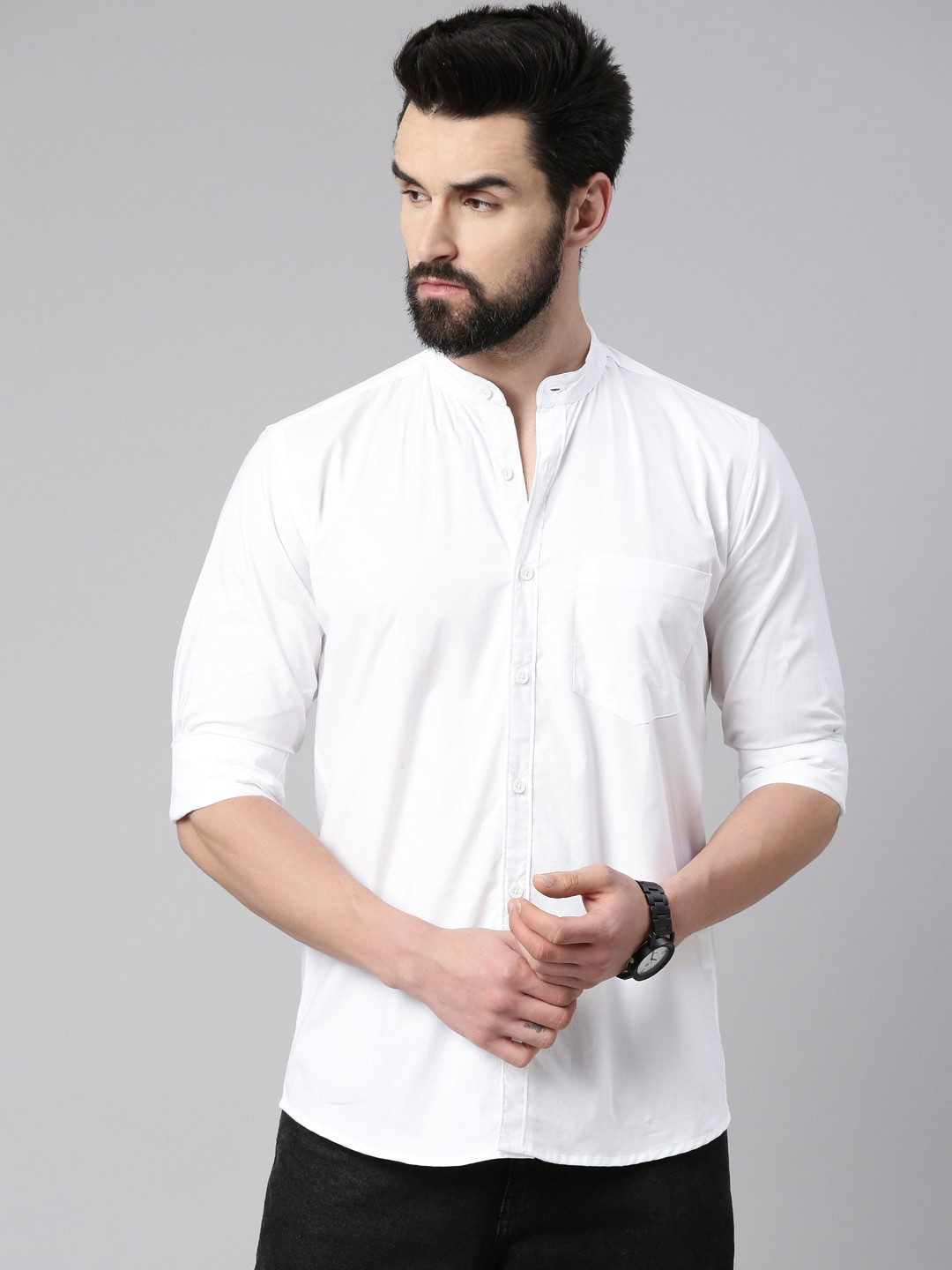 

WHITE HEART Men White Cotton Contemporary Casual Shirt