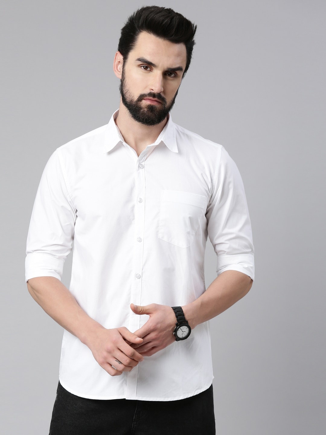 

WHITE HEART Men White Cotton Contemporary Formal Shirt