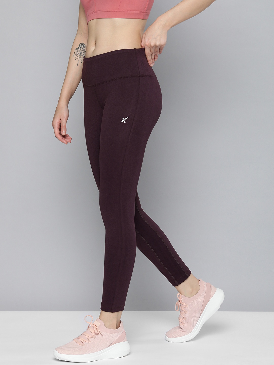 

HRX By Hrithik Roshan Women Rapid-Dry Skinny Fit Training Tights, Maroon