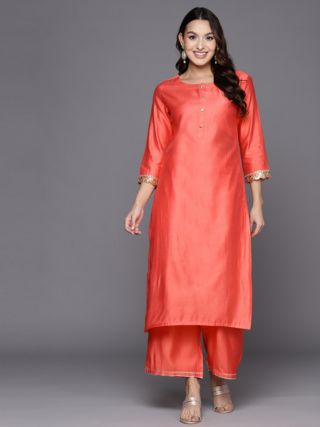 

Indo Era Women Gotta Patti Kurta with Palazzos, Orange