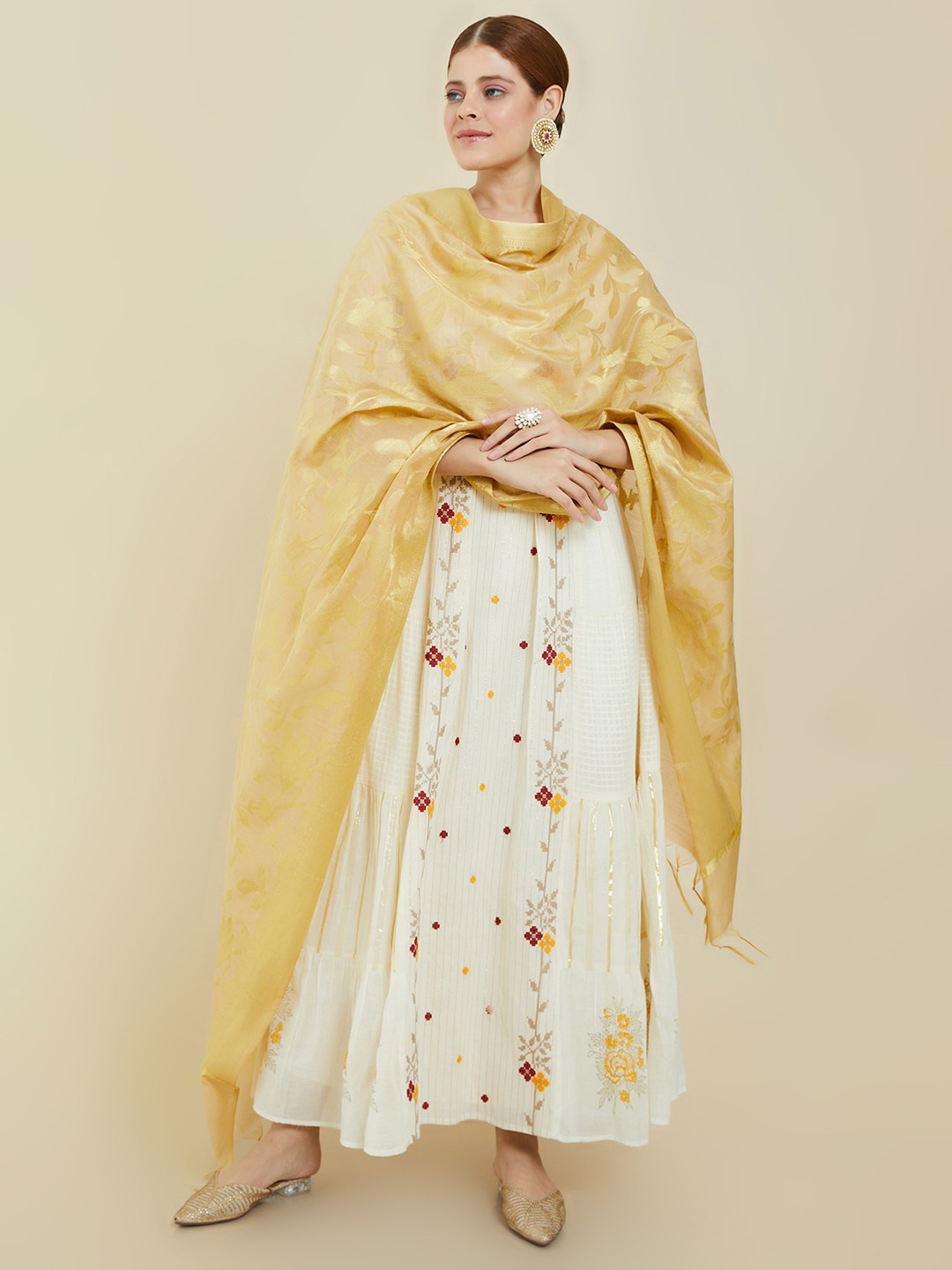 

Soch Gold-Toned Woven Design Dupatta