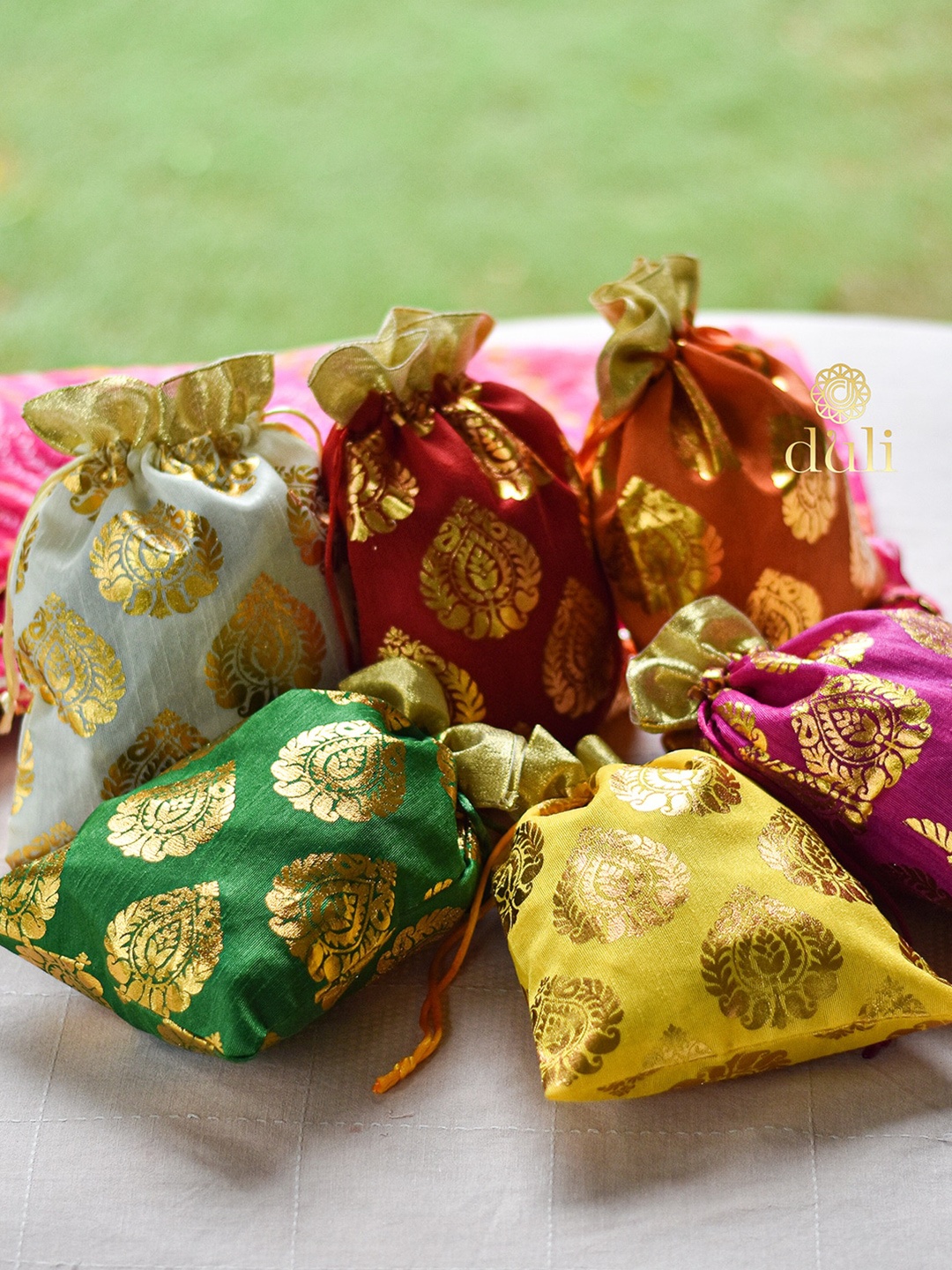 

DULI Set of 12 Assorted Printed Potli Clutches