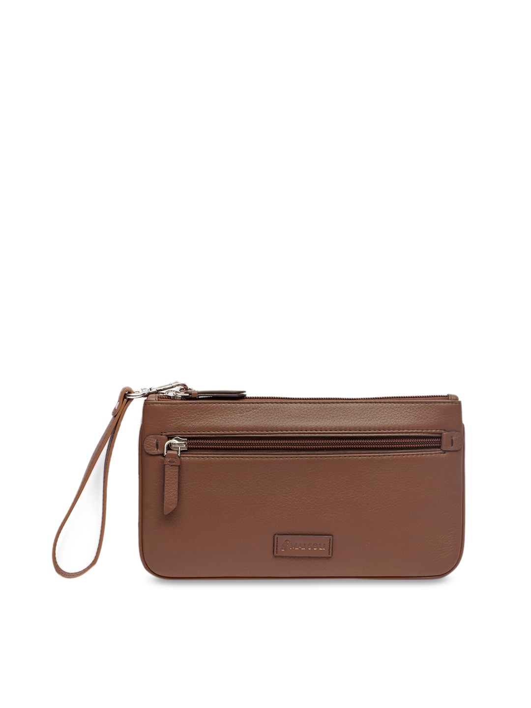 

MAI SOLI Women Brown Genuine Leather Slim Wristlet Travel Pouch