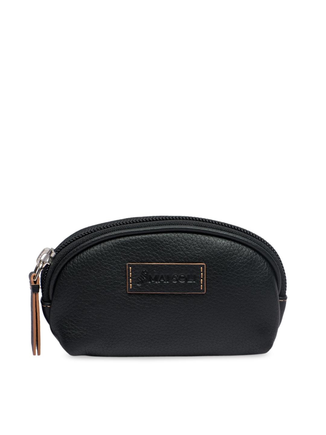 

MAI SOLI Women Black Solid Genuine Leather Dome Small Key Pouch