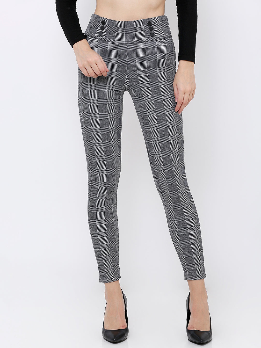 

Kraus Jeans Women Grey Skinny Fit Printed Treggings