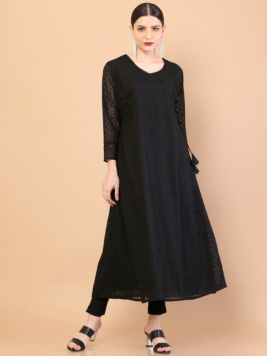 

Soch Women Black Thread Work Georgette Kurta