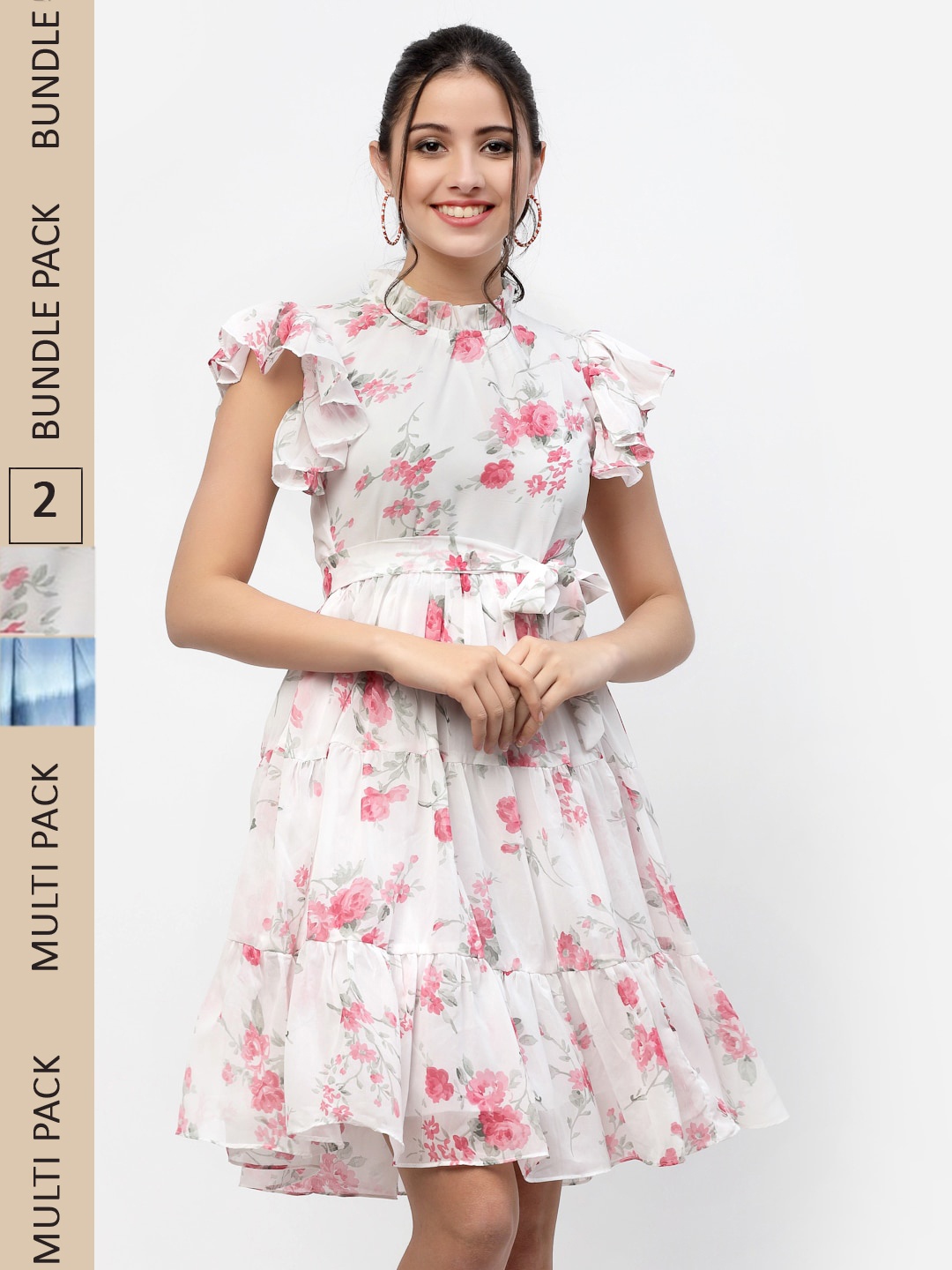 

MISS AYSE Multicoloured Floral Georgette Dress, Multi