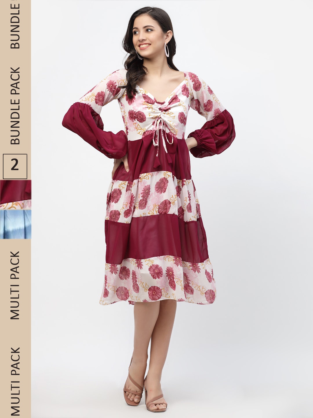 

MISS AYSE Multicoloured Floral Georgette Dress, Multi