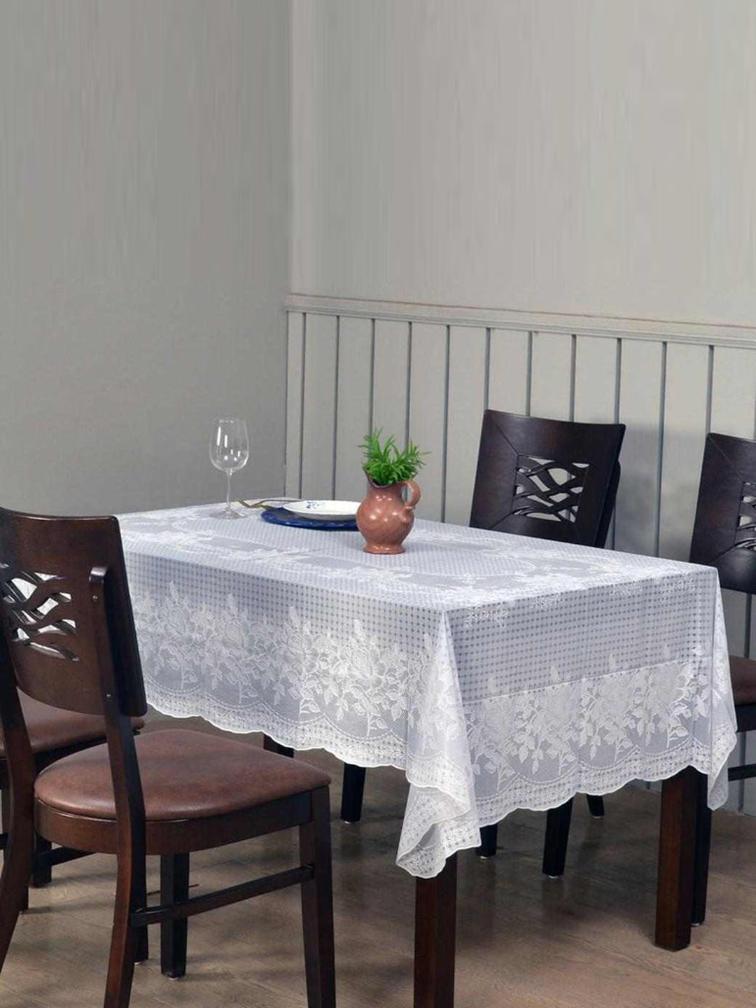 

Athome by Nilkamal White & Grey Mist Vinyl 6-Seater Table Cover