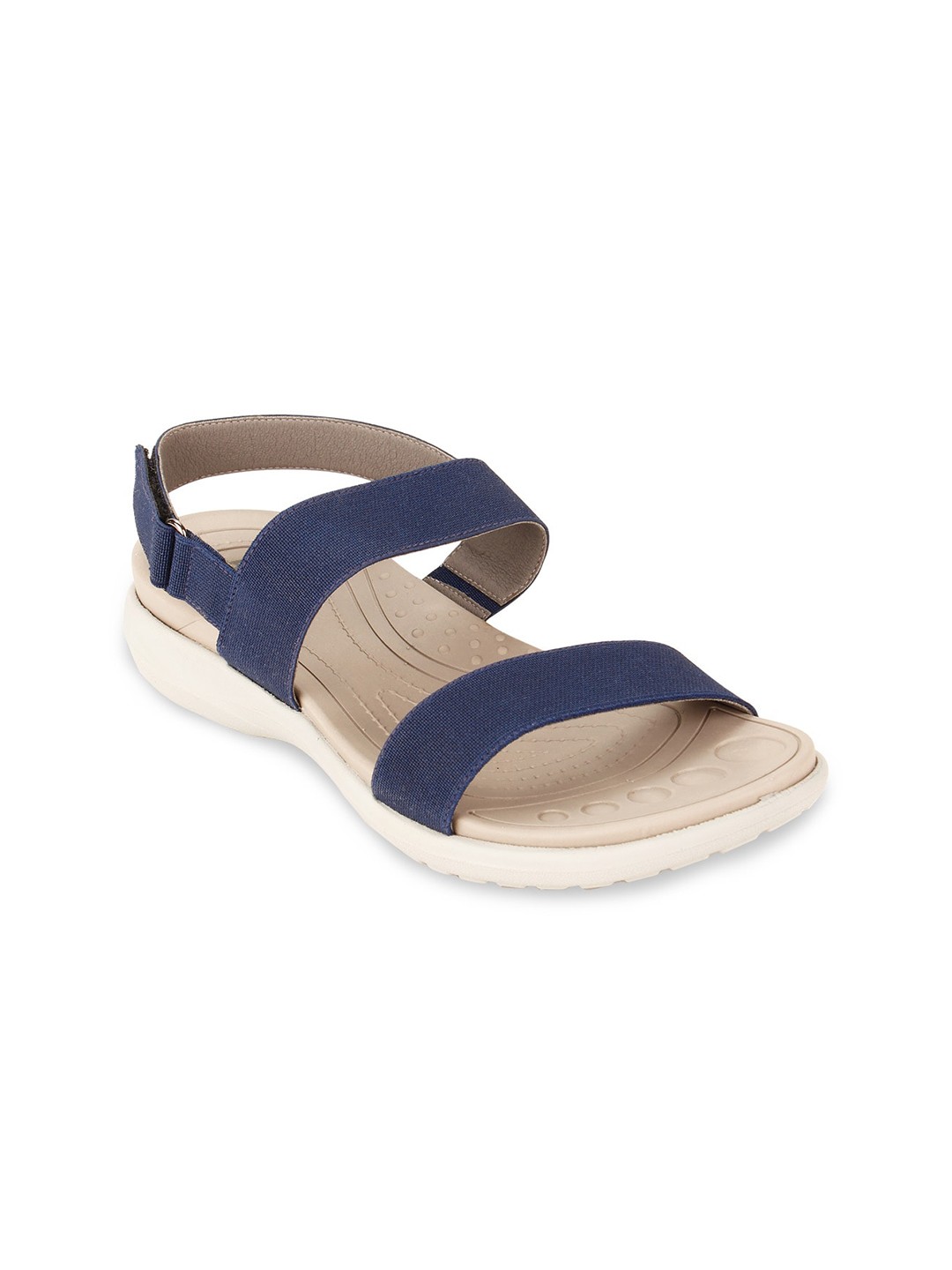 

Rocia Navy Blue & Beige Open Toe Comfort Heels