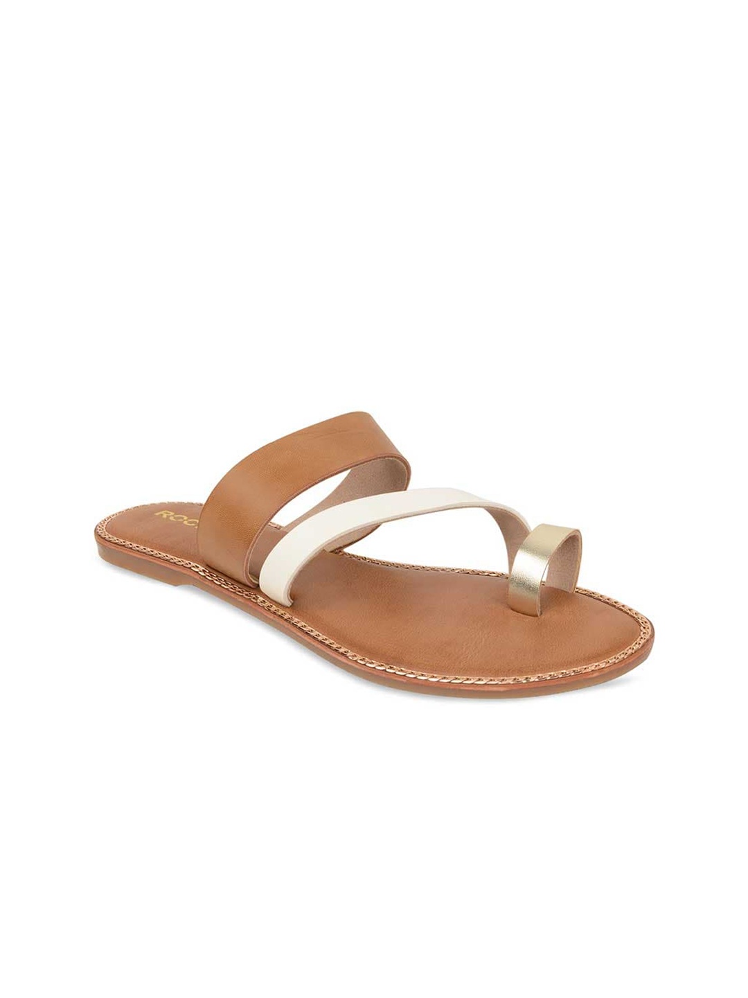 

Rocia Women Brown Colourblocked Open Toe Flats