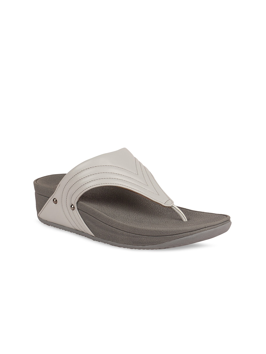 

Rocia Grey Striped Open Toe Comfort Heels