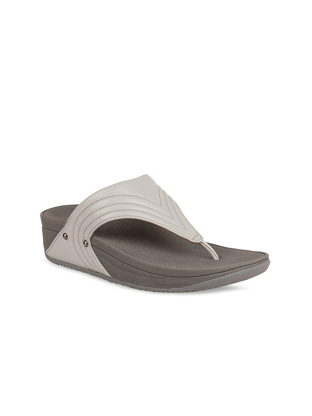 

Rocia Grey Striped Open Toe Comfort Heels