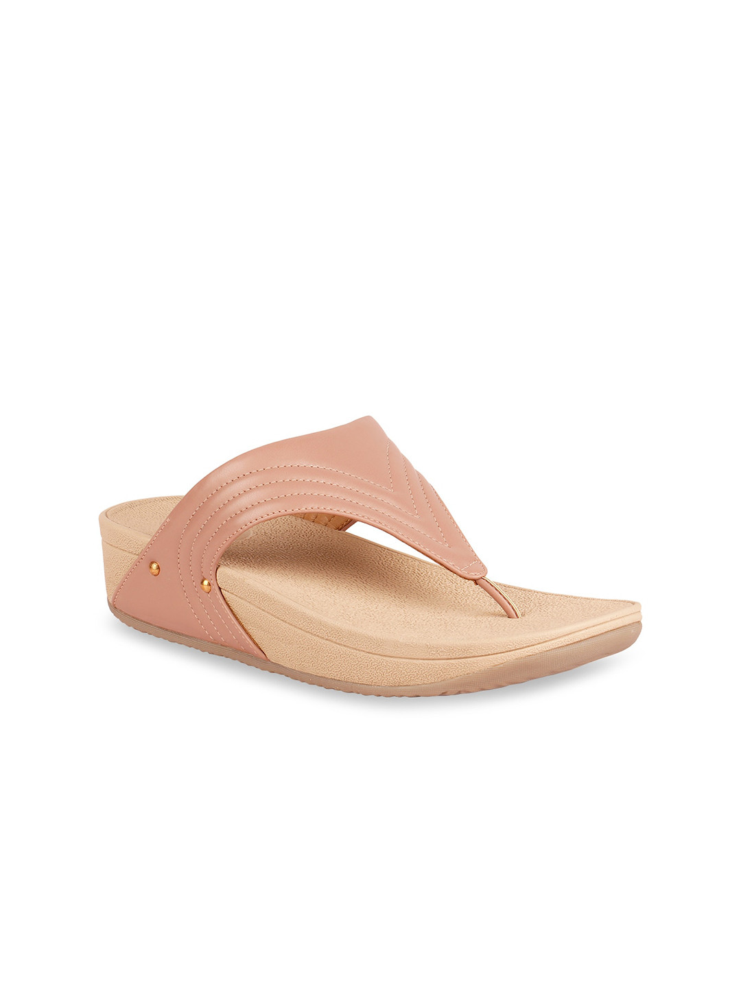 

Rocia Pink & Beige Striped Open Toe Comfort Heels
