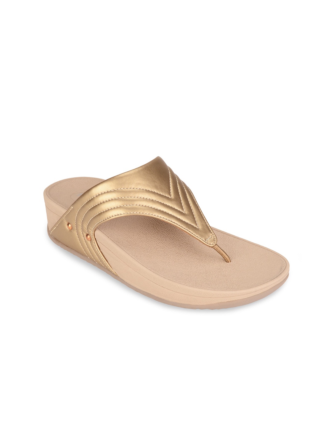 

Rocia Gold-Toned Striped Open Toe Comfort Heels