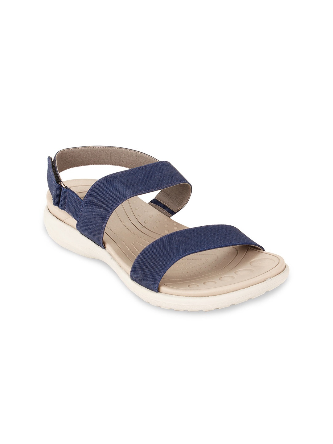 

Rocia Women Navy Blue Textured Open Toe Flats