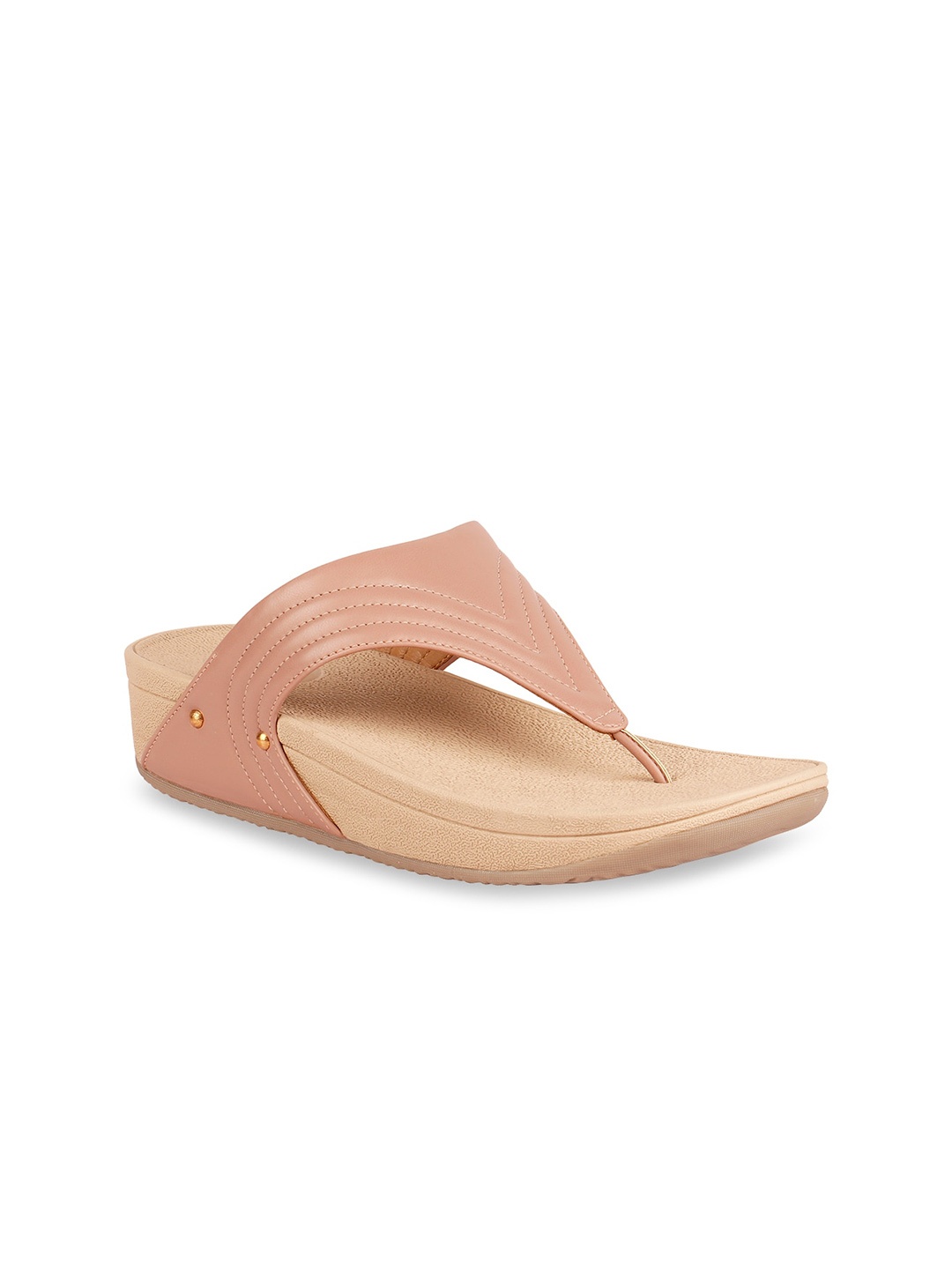 

Rocia Pink & Beige Striped Open Toe Comfort Heels